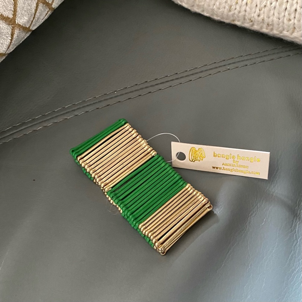 NWT Rare AMRITA SINGH Sylvana CHIC WATERFALL Bracelet in Evergreen and Gold - Picture 7 of 9